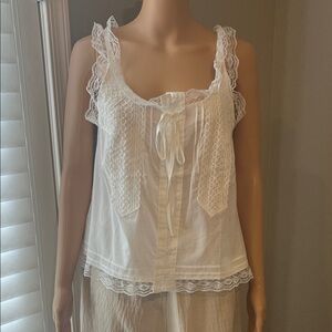 Emerson Lang White Lace Tank Top M